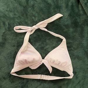 Target Pink Ribbed Triangle Bikini Top
